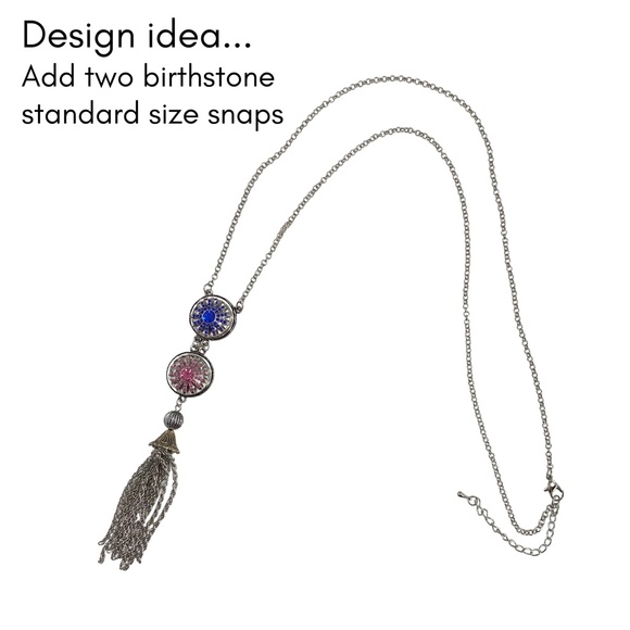 Snap Charm Pendant Tassel Necklace Includes Two Standard Snaps and 30" Chain - Picture 4 of 4